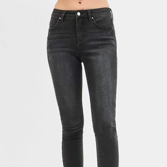RISEN Full Size Tummy Control Mid Rise Crop Skinny Jeans Plus Size - Picture 3 of 6